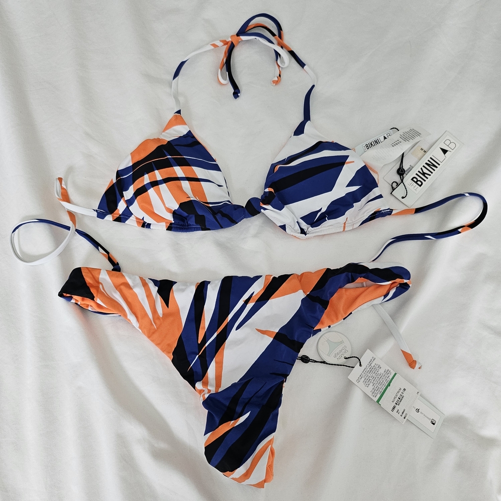 The Bikini Lab Vibrant Orange and Blue Bikini